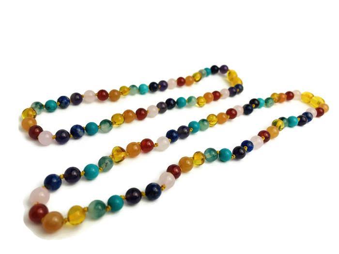 Baltic Amber Necklace Set Rainbow Honey Amber 11 and 19 inch