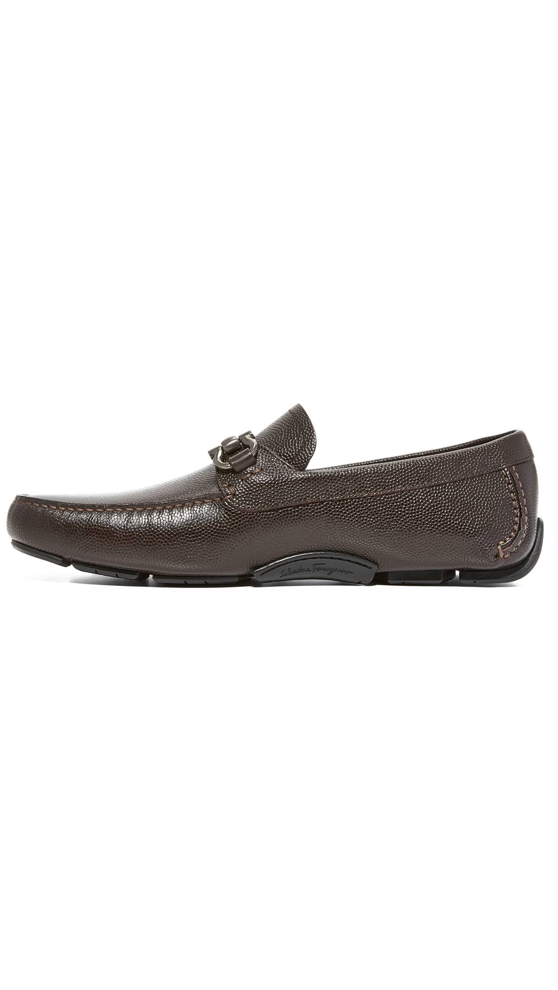 Salvatore Ferragamo Parigi Gancini Bit Leather Driver, 11 / Brown