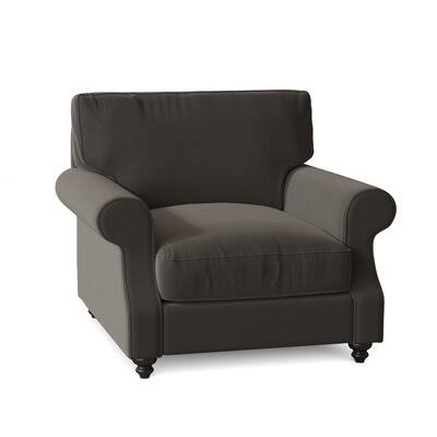 Huxley 39x22 Wide Down Cushion Armchair Birch Lane Body Fabric: Spinnsol Iron, Leg Color: Black Walnut