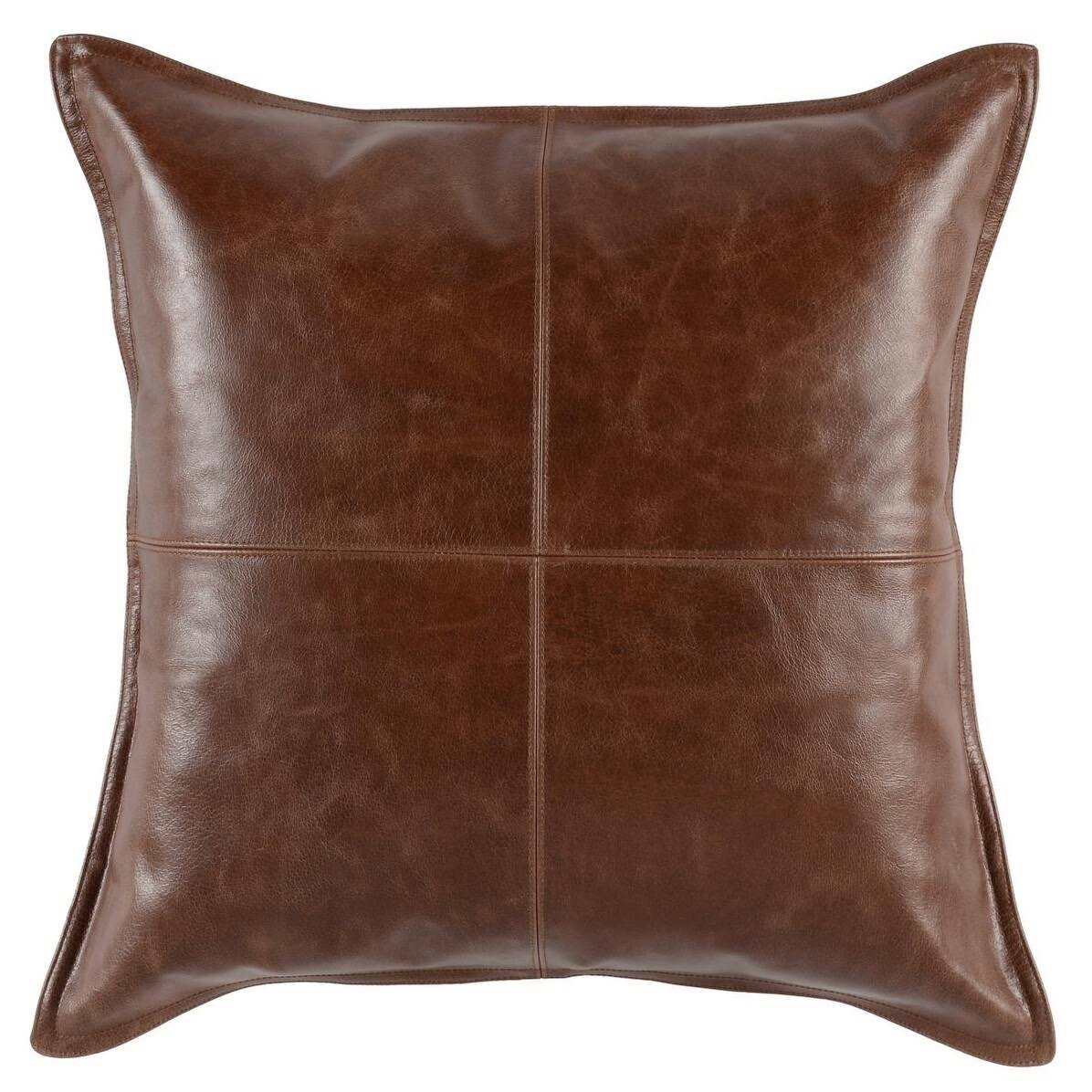 Strick & Bolton Lindi Leather 22-inch Throw Pillow (Brown)