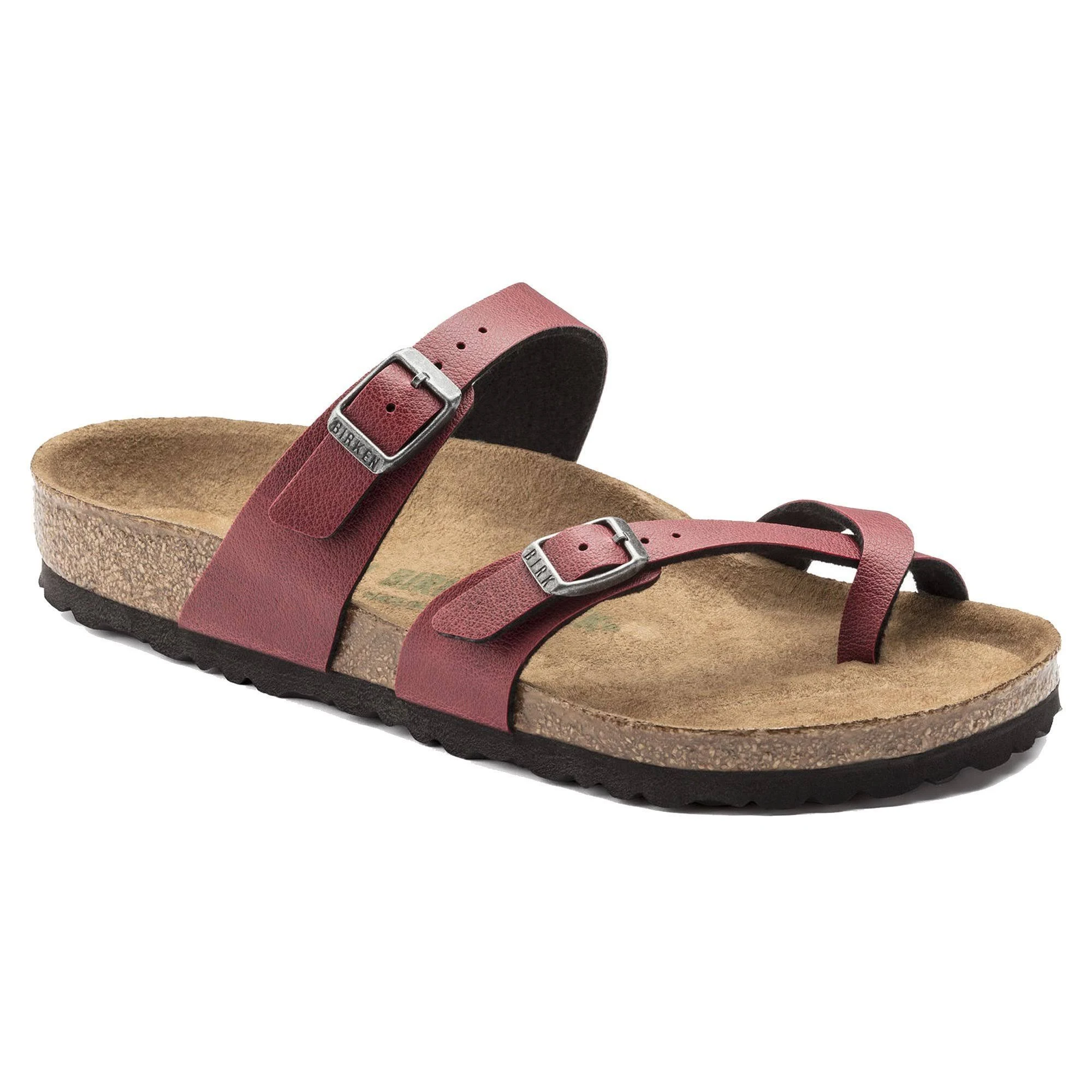 Birkenstock Mayari Vegan Women's Sandals Bordeaux Pull Up Birko-Flor : 38 (US Women's 7-7.5) Regular