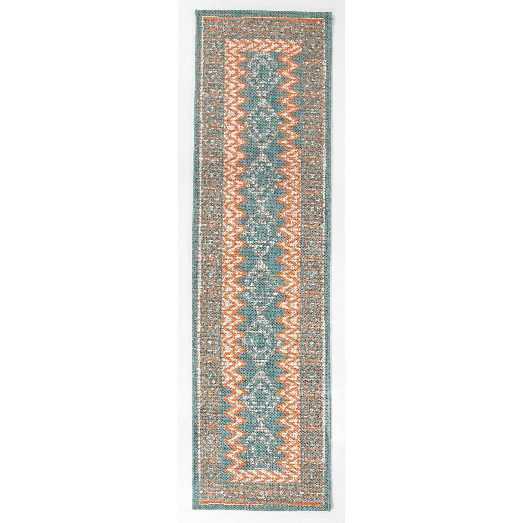 Augusto Border Indoor/Outdoor Area Rug - 2& x 7& Runner - Dark Blue