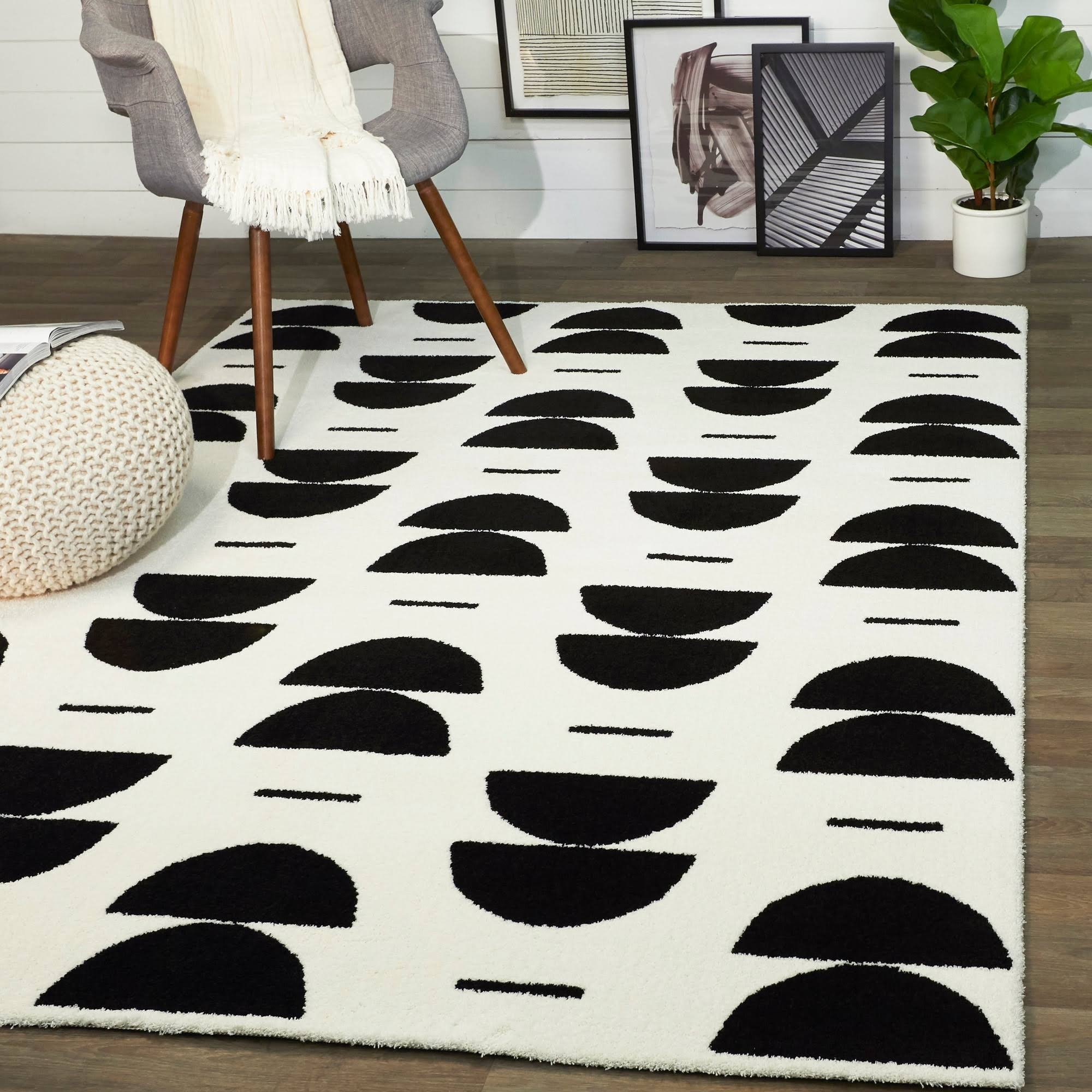 BALTA Calendario White 5 ft. x 7 ft. Modern Geometric Area Rug