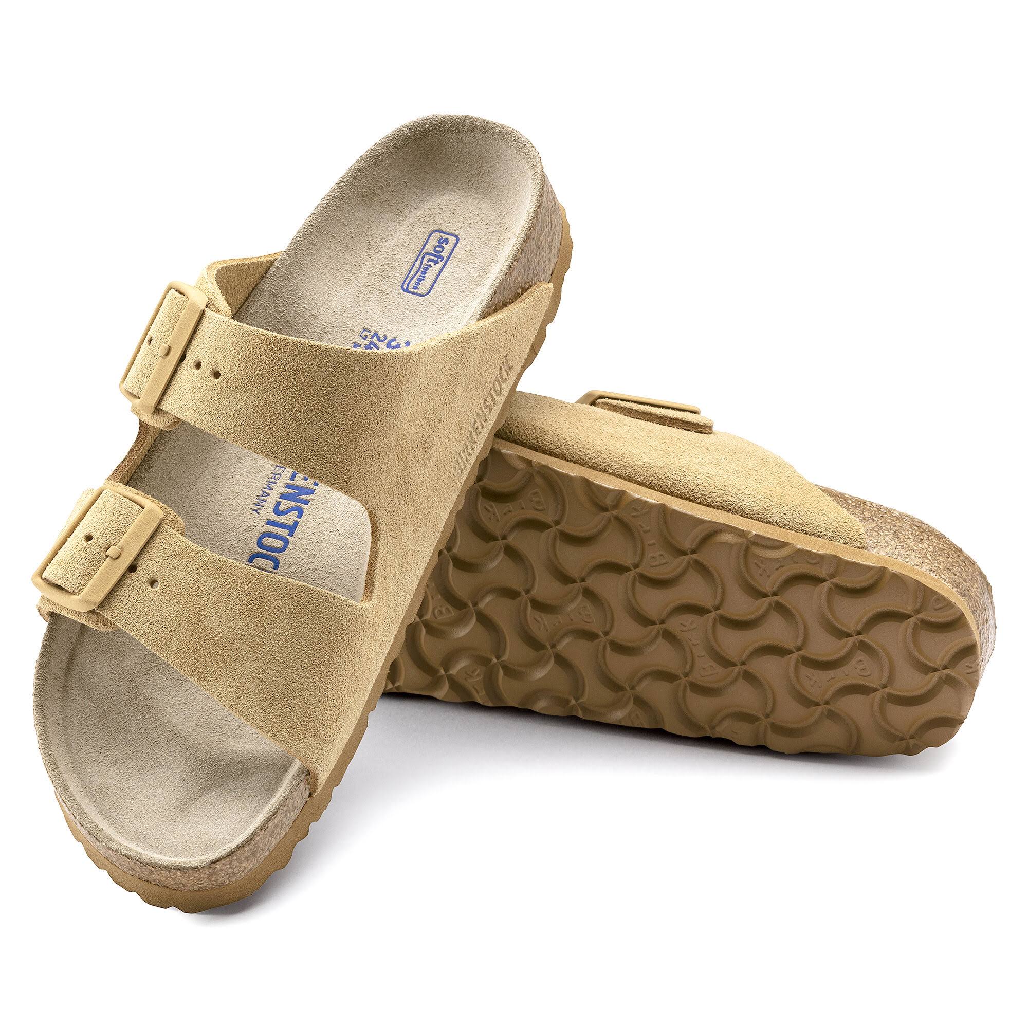 Birkenstock Arizona Suede Leather Latte Cream Two-Strap Sandals
