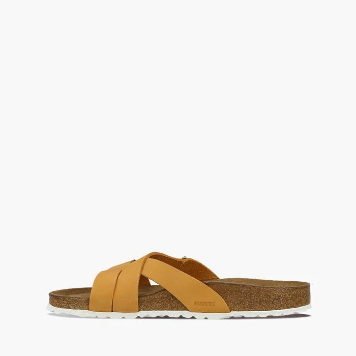 Birkenstock Yao Balance Nubuck Leather Apricot Two-Strap Sandals