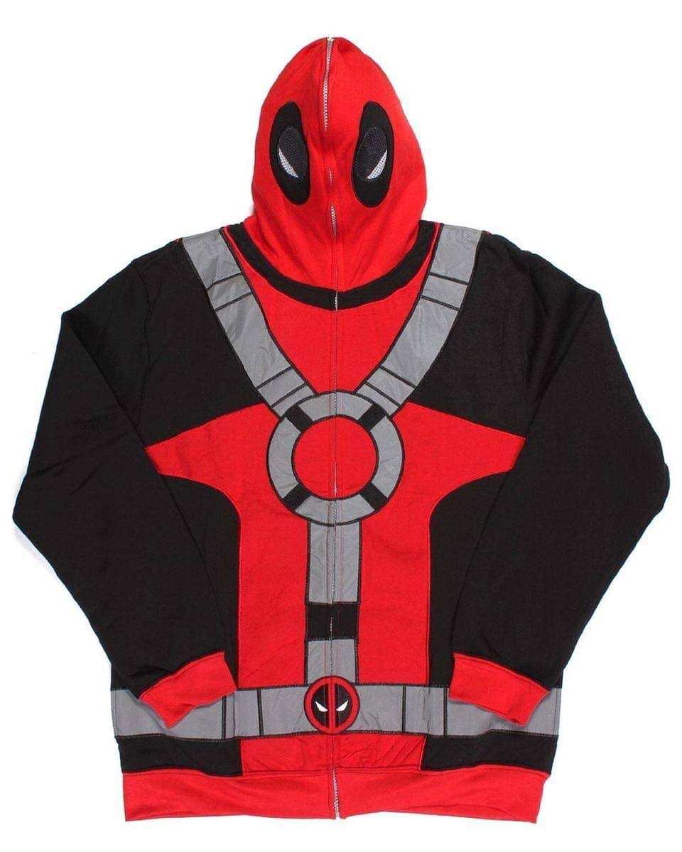 Deadpool Zip Up Full Mask Hoodie