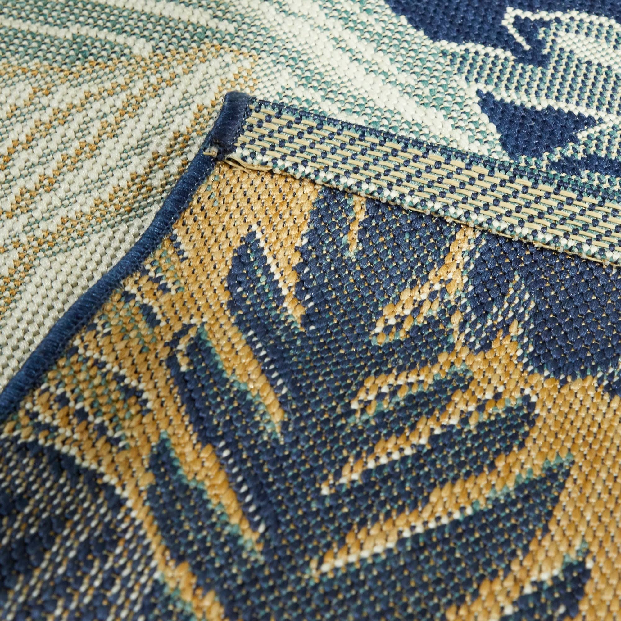 Woodcut Floral Outdoor Rug - 5&x7& - Threshold, Blue Green