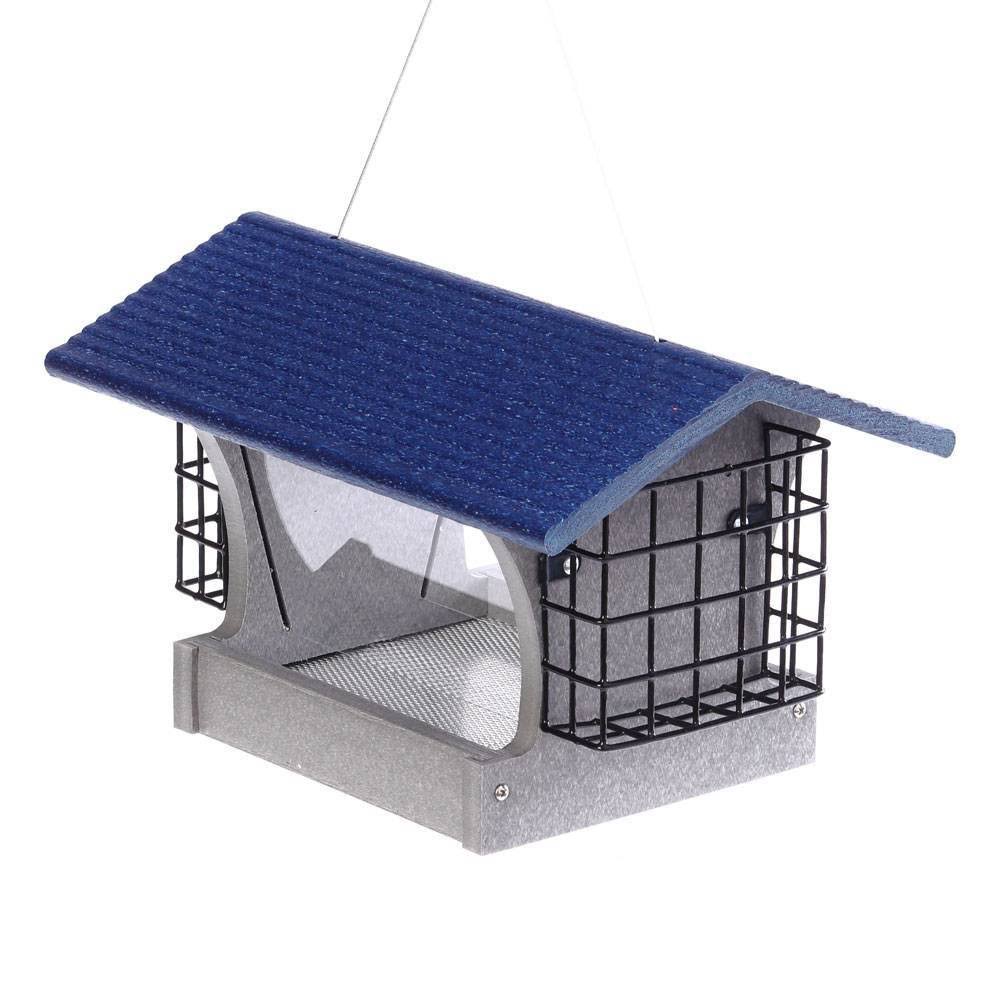Birds Choice Solutions Recycled Hopper Bird Feeder, Blue
