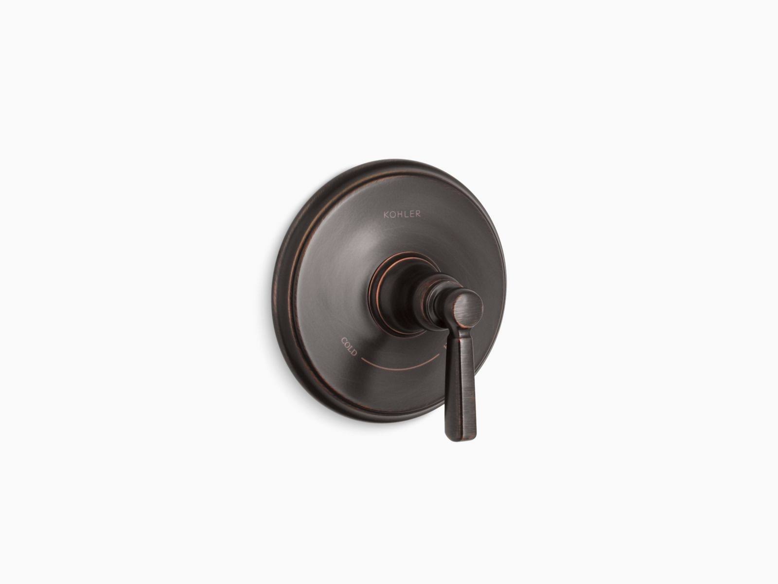 Kohler T10593-4-2BZ Bancroft Valve Trim with Metal Lever Handle for Thermostatic Valve, Requires Valve - Oil-Rubbed Bronze