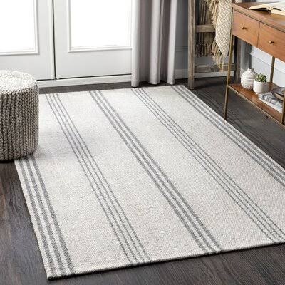 Akridge Striped Handmade Flatweave Ivory/Light Gray Area Rug Birch LANE? Rug Size: Rectangle 2' x 3'