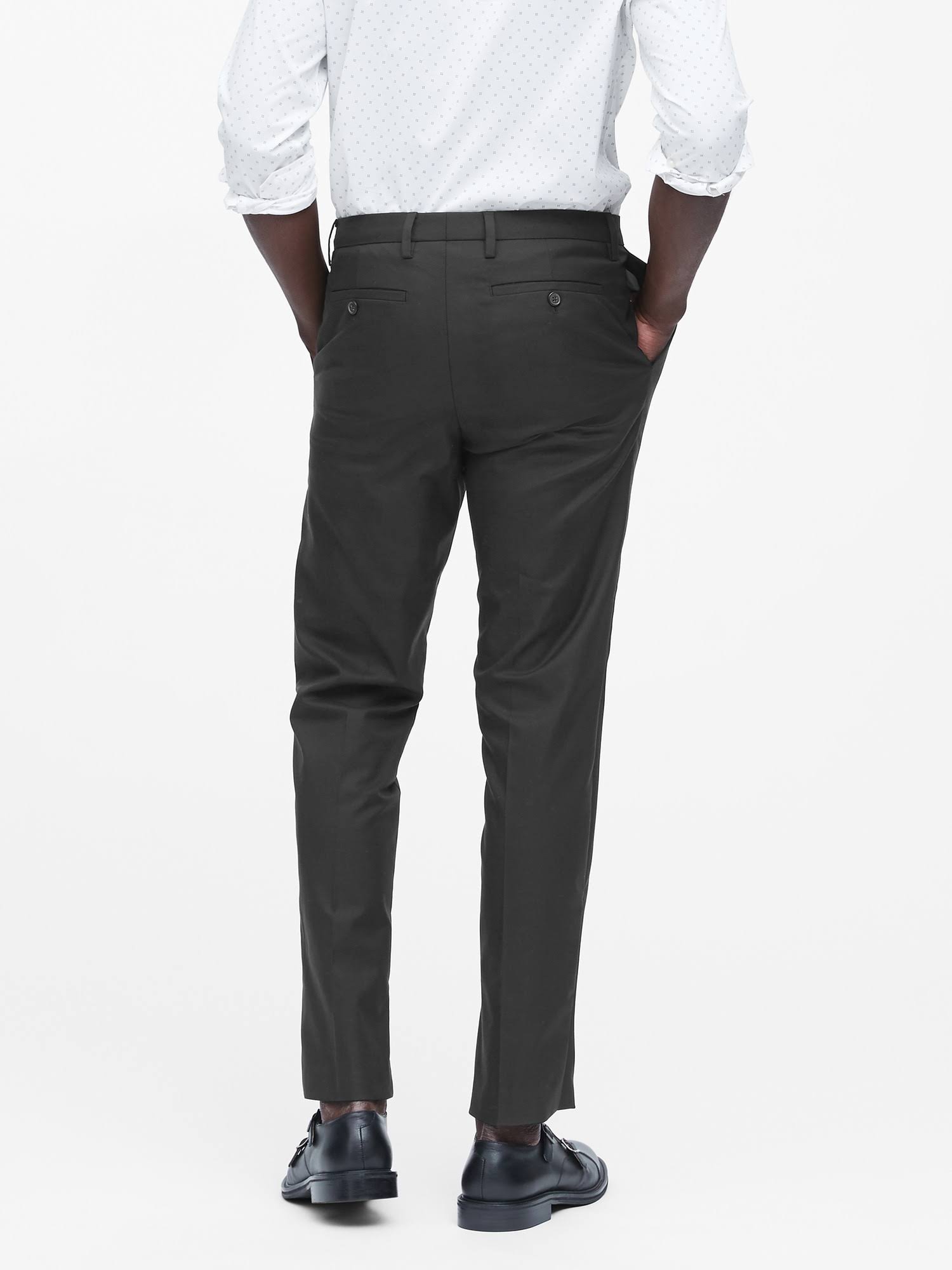 Banana Republic Men's Slim Solid Non-Iron Stretch Pant Black Size 40W 34L