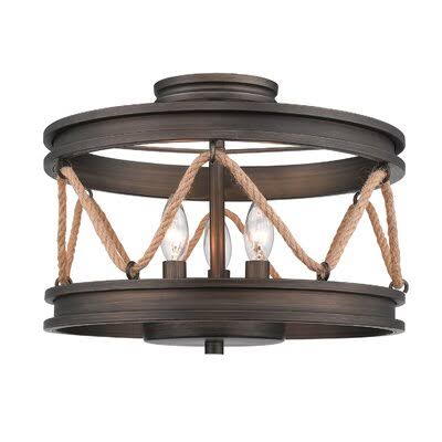 Vandervoort 3 - Light 14.75x22 Caged Drum Semi Flush Mount Fixture Finish: Gunmetal Bronze