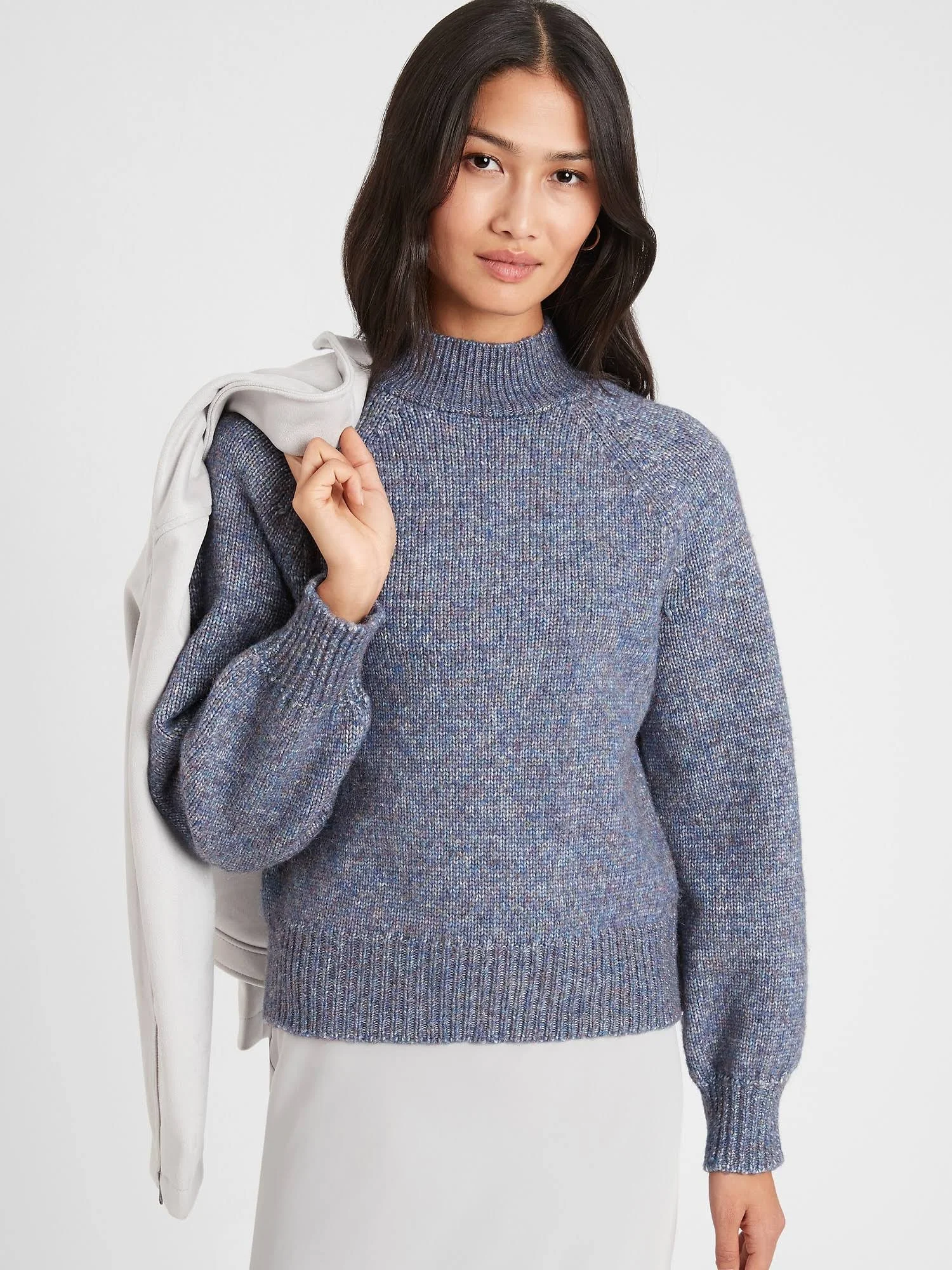 Women's Spacedye Mock-Neck Sweater Blue