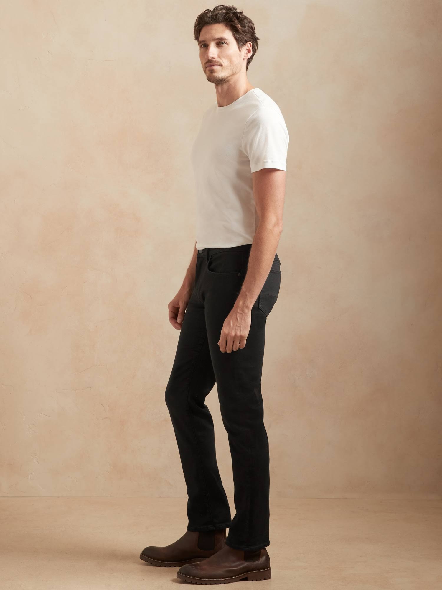 Banana Republic Men's Slim Luxe Traveler Black Jean True Black Size 34W 30L