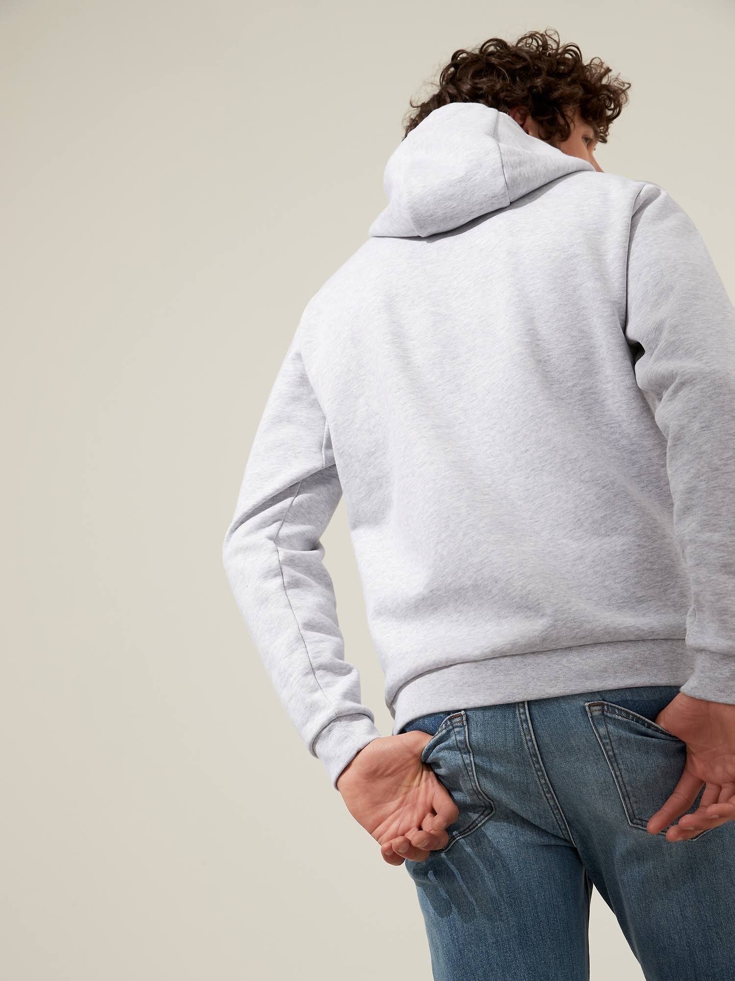 Banana Republic Men's BR Sport Heavyweight Fleece Hoodie Gray Heather Size M