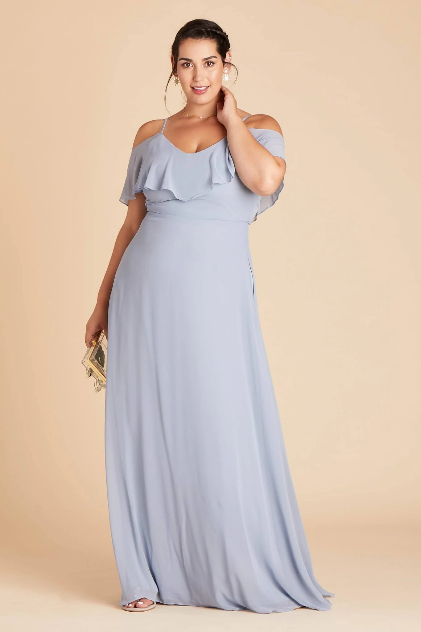 Birdy Grey Jane Plus Size Convertible Chiffon Bridesmaid Dress in Dusty Blue 3X / Dusty Blue