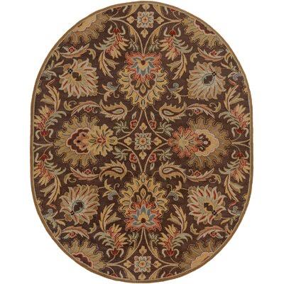 Arden Oriental Handmade Tufted Wool Dark Brown/Garnet Area Rug Birch Lane Rug Size: Oval 8& x 10&
