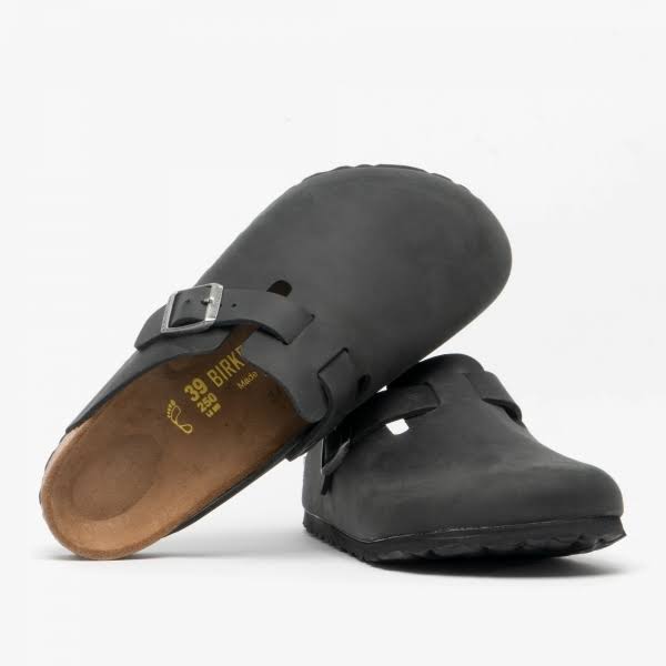 Birkenstock Boston Oiled Leather Black Clogs