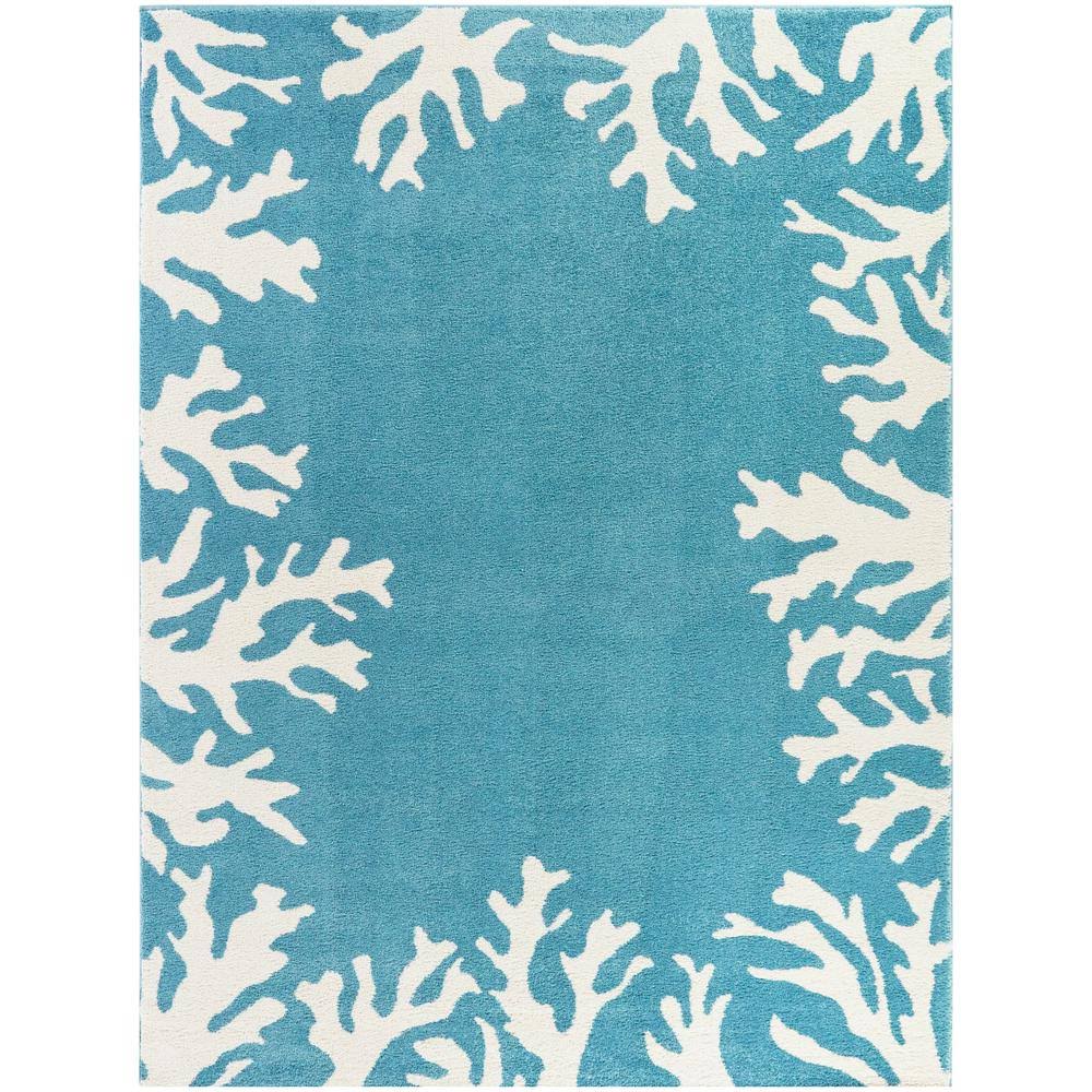 BALTA Caswell Blue 8 ft. x 10 ft. Coastal Coral Area Rug