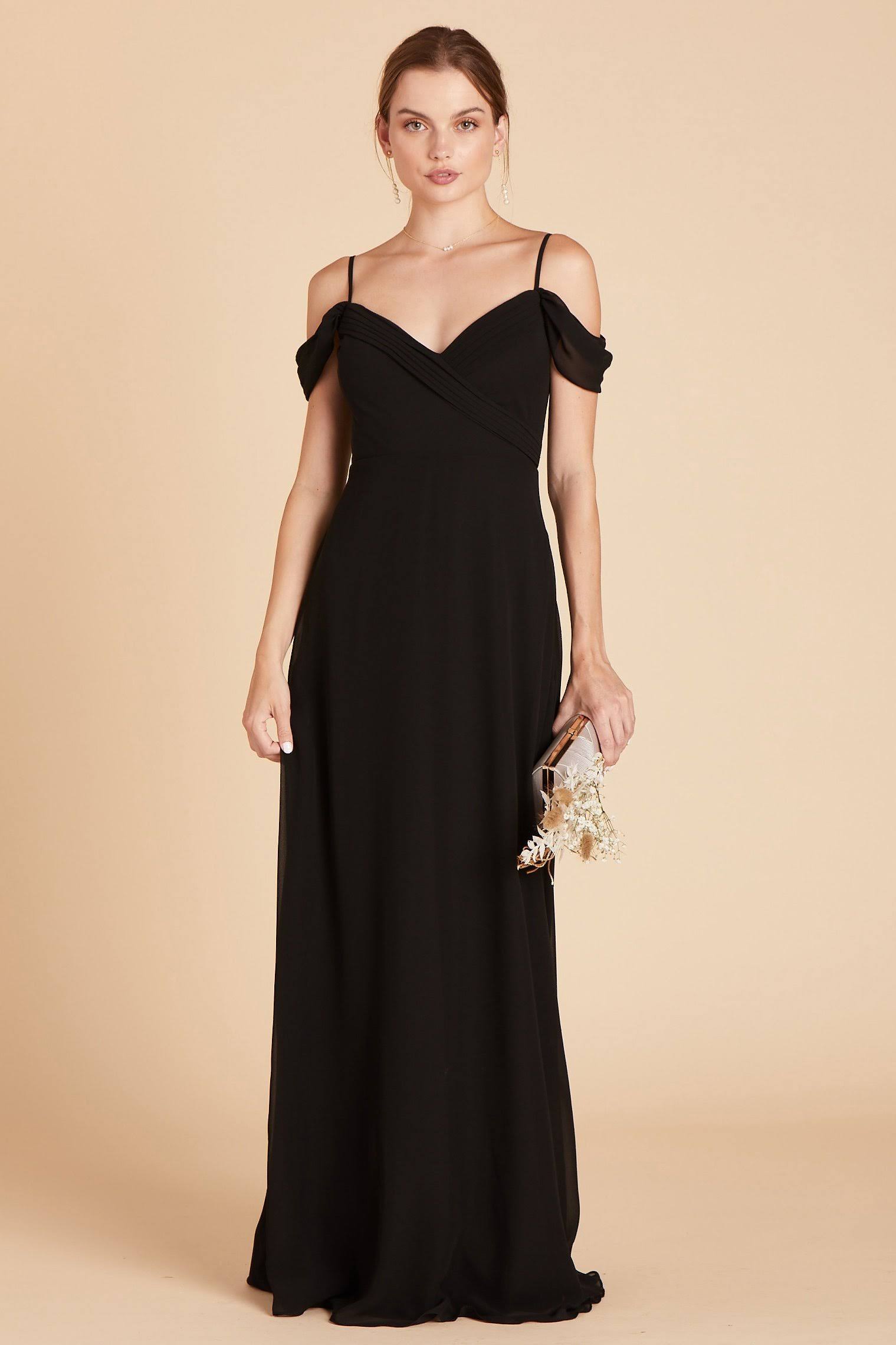 Birdy Grey Spence Convertible Chiffon Bridesmaid Dress in Black M / Black