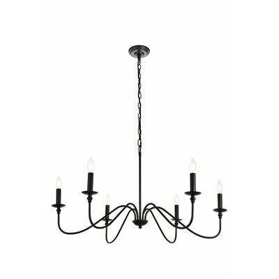 Ableton 6 - Light Candle Style Chandelier Birch LANE? Finish: Matte Black, Size: 48x22 W x 25x22 H