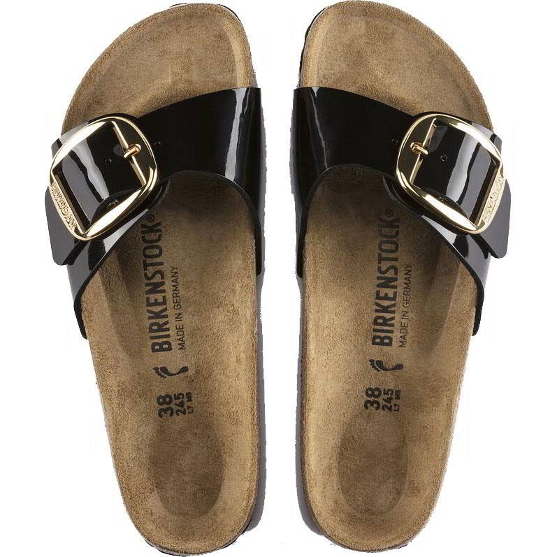 Birkenstock Unisex Madrid Big Buckle Birko-Flor Sandal Patent Black 37