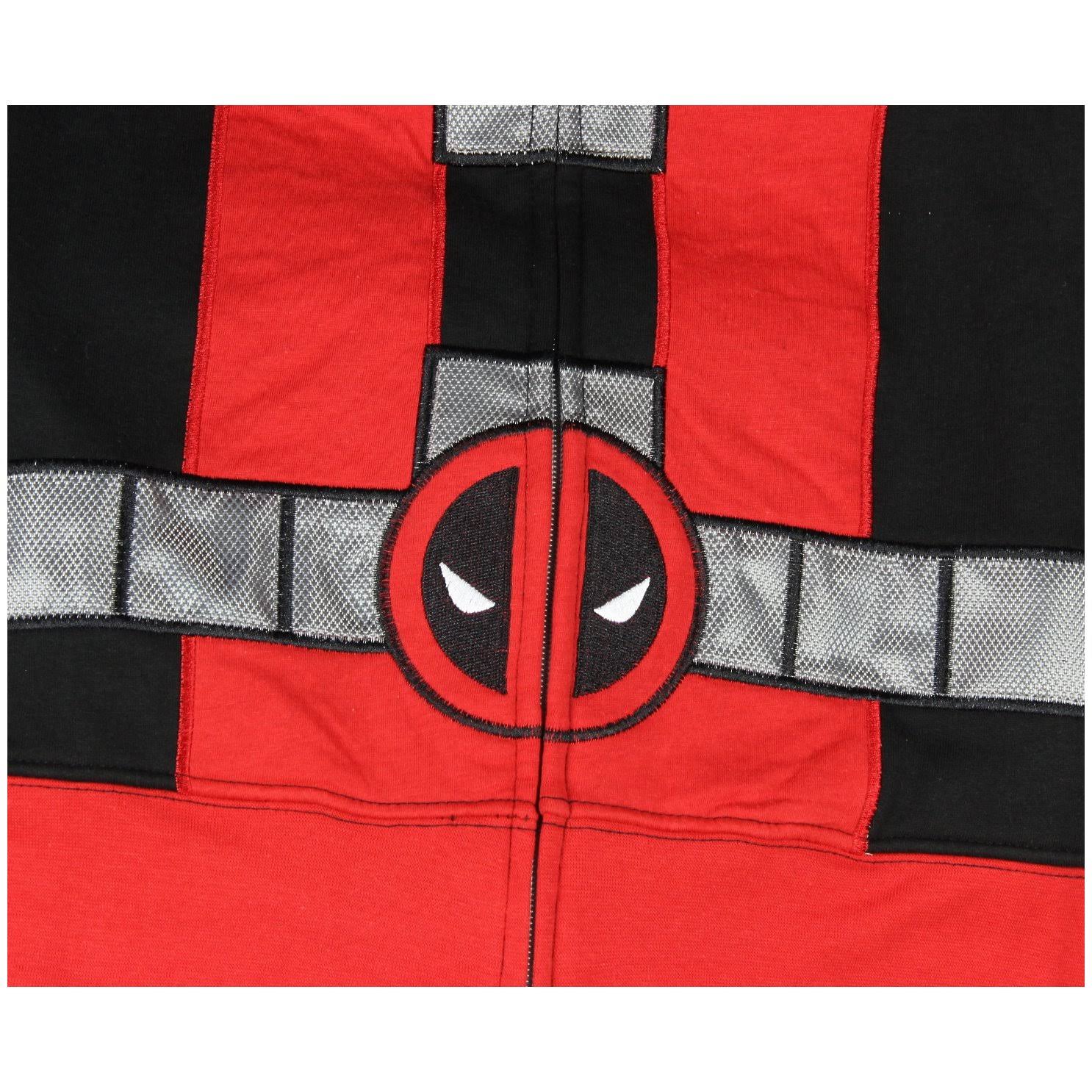 Deadpool Zip Up Full Mask Hoodie Red