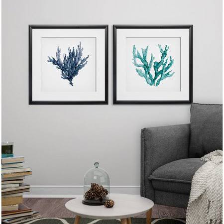 Sea Coral - 2 Piece Picture Frame Print Set on Paper Highland Dunes Frame Color: Black Framed