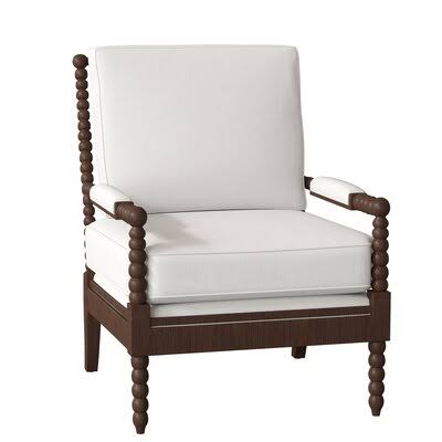 Arkadelphia 28x22 Wide Armchair Birch LANE? Body Fabric: Spinnsol Navy, Leg Color: Walnut