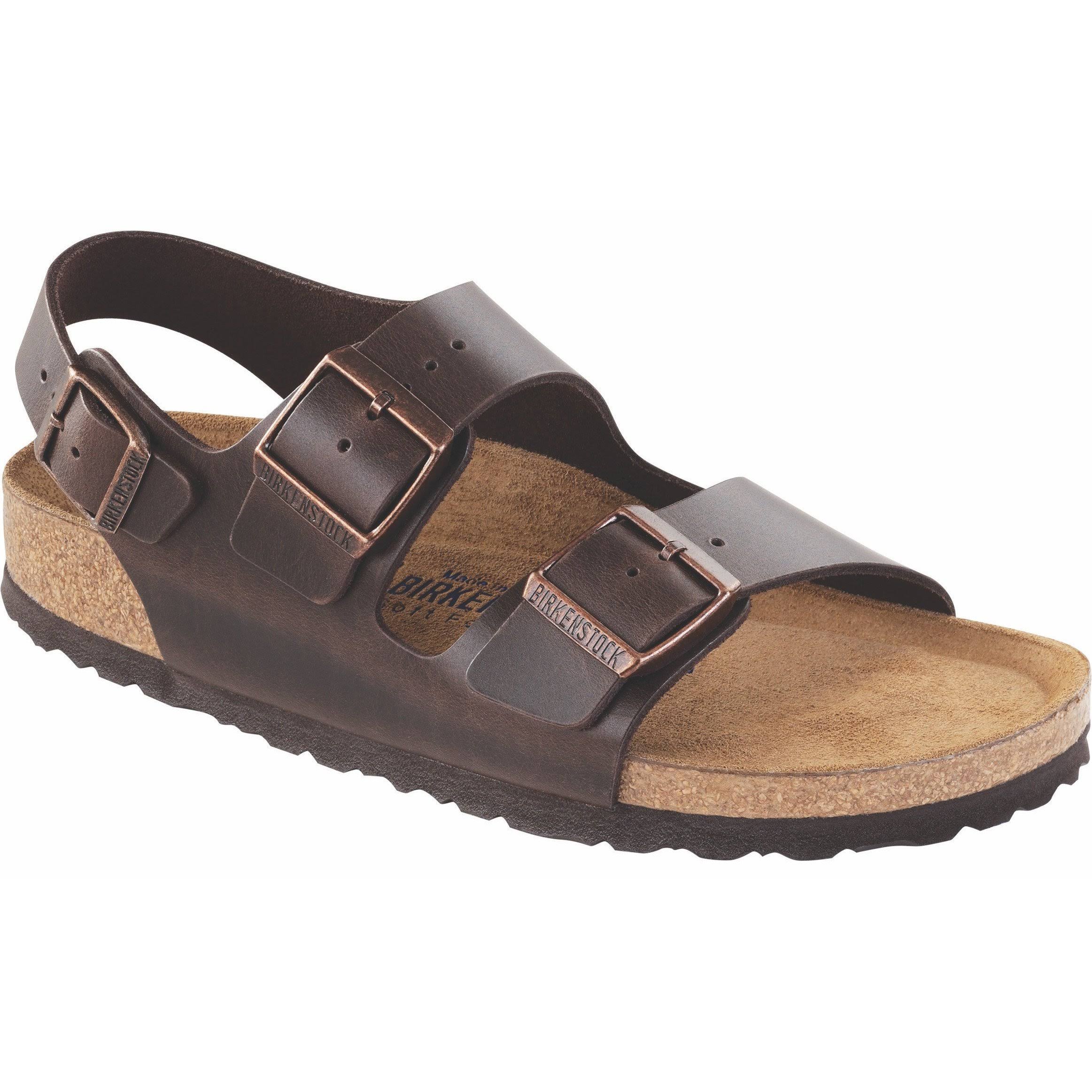 Birkenstock Milano Soft Footbed Sandal - 38 - Brown Amalfi Leather