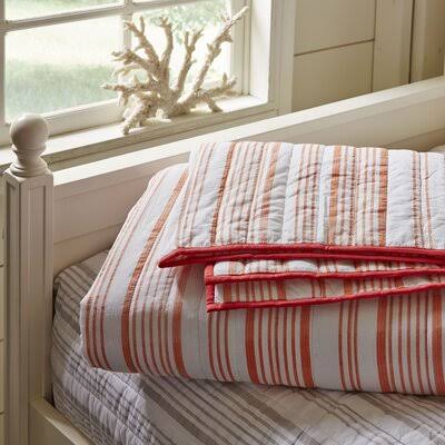 Cathleen Reversible Striped Cotton Quilt Highland Dunes Size: King Quilt, Color: Red
