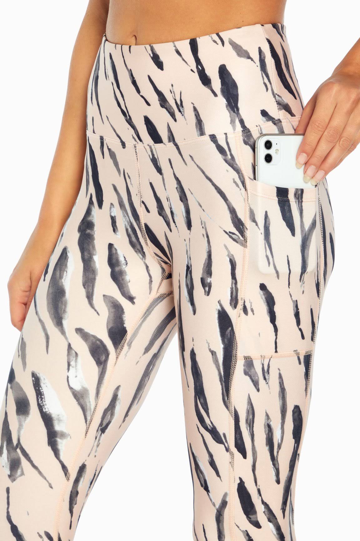 High Rise Mid Calf Capri Pocket Legging Tie Dye Clouds Lavender / S