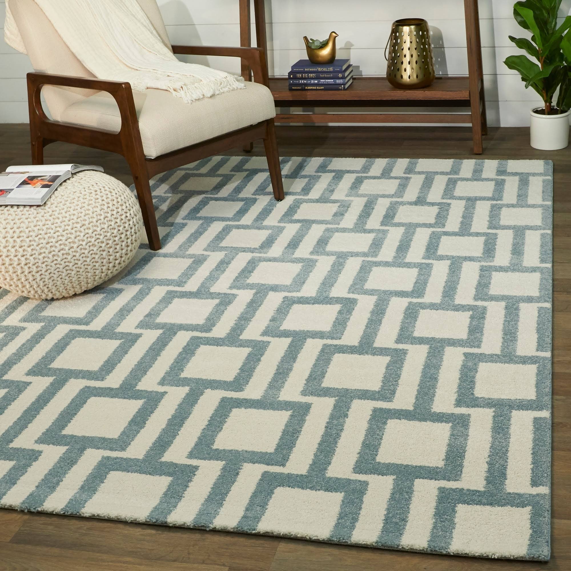 Campbell Modern Geometric Area Rug - 7&10x22 x 10& - Blue