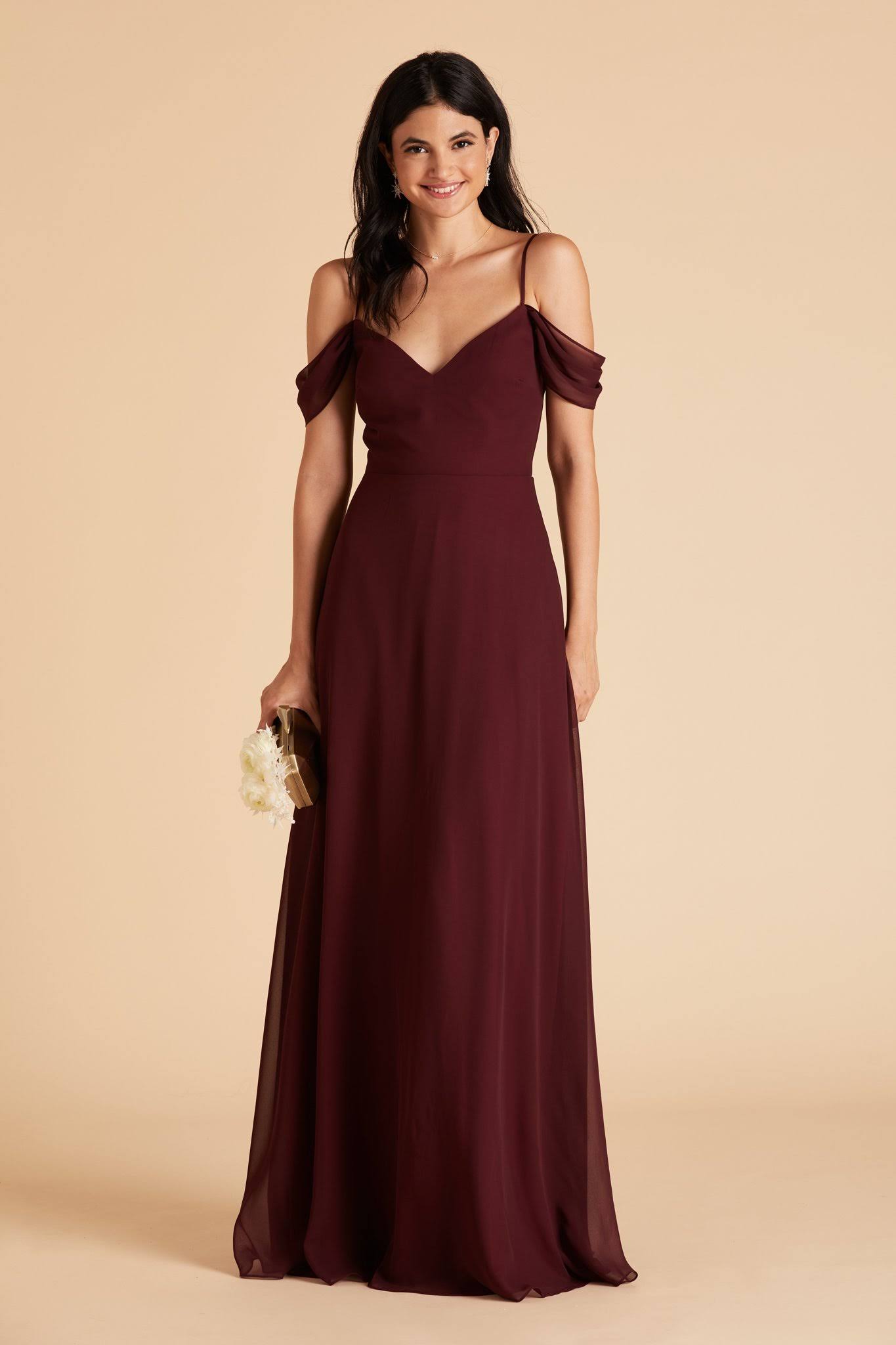 Birdy Grey Devin Convertible Chiffon Bridesmaid Dress in Cabernet M / Cabernet / No Slit