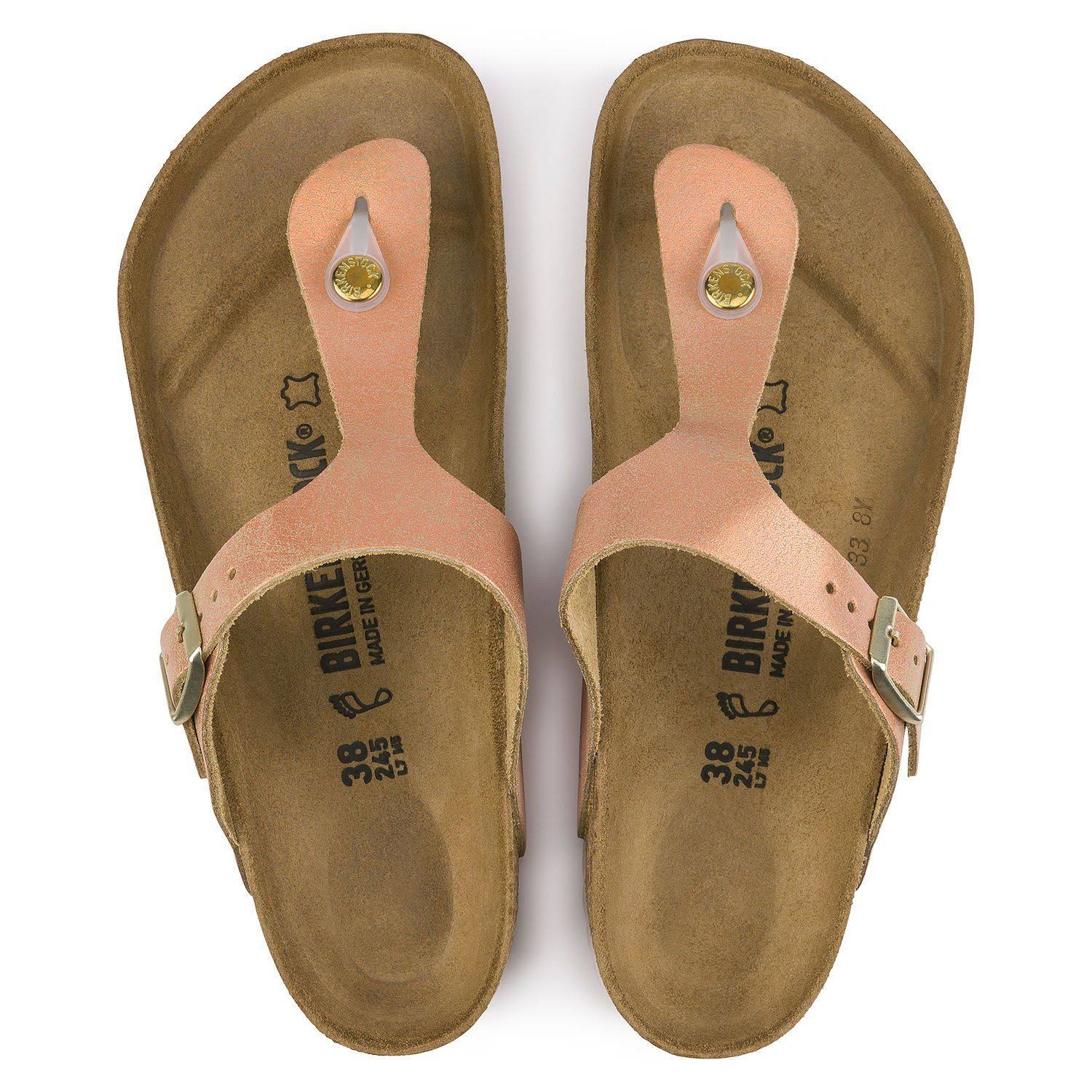 Birkenstock Women's Gizeh Sandal - 38 - Washed Metallic Sea Copper