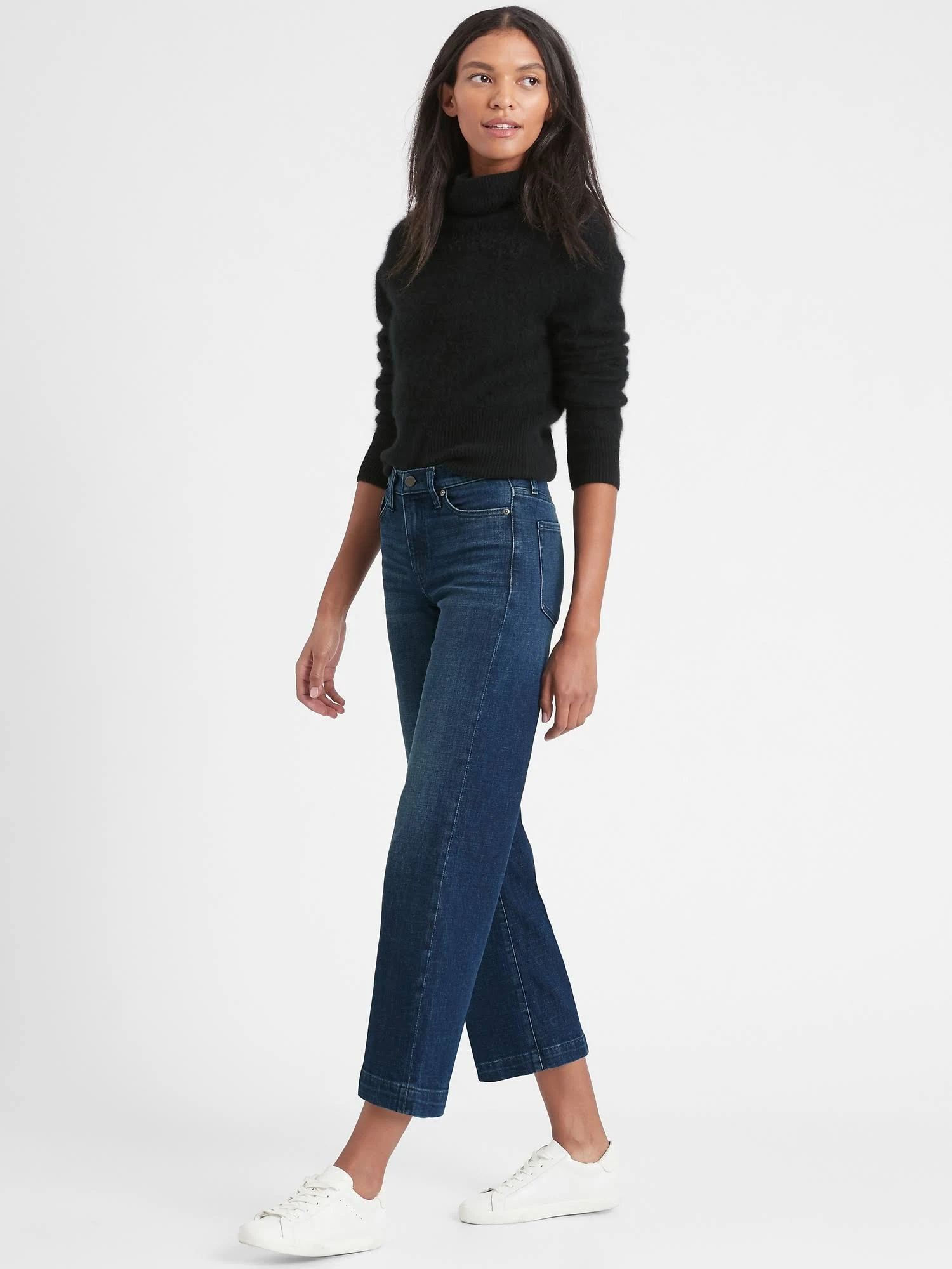 Banana Republic Women's High-Rise Wide-Leg Cropped Jean Medium Wash Size 26 Regular