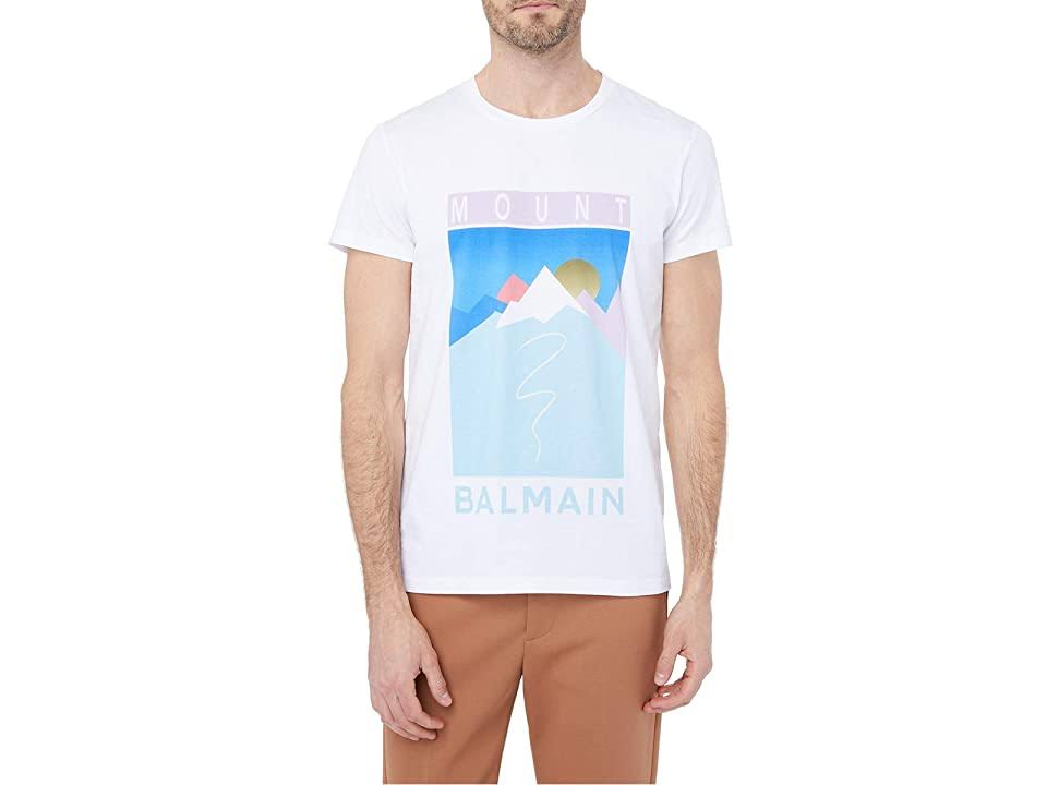Balmain White and Multicolor Mountain Logo T-Shirt
