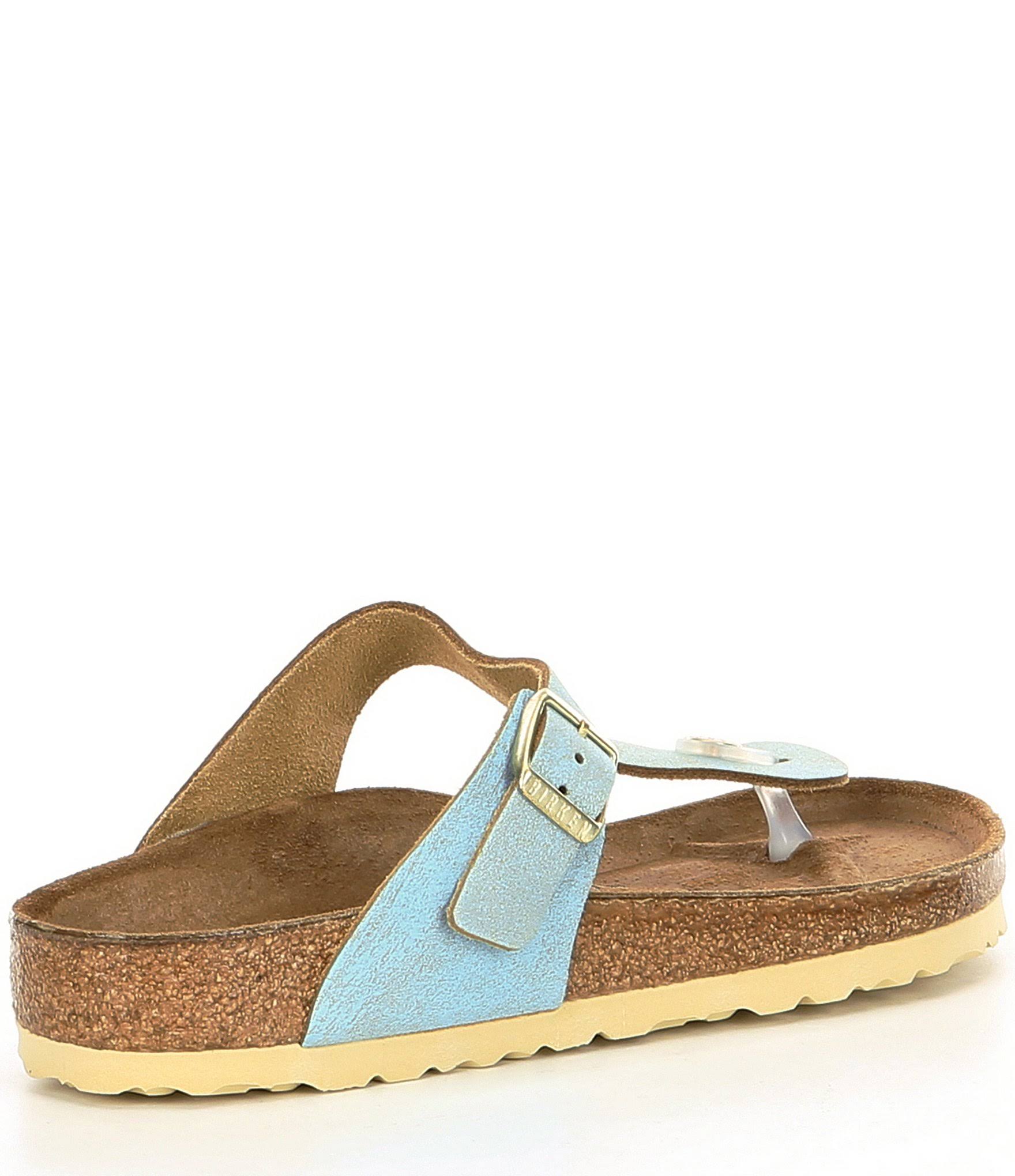 Birkenstock Gizeh Sandals Washed Metallic Aqua 37