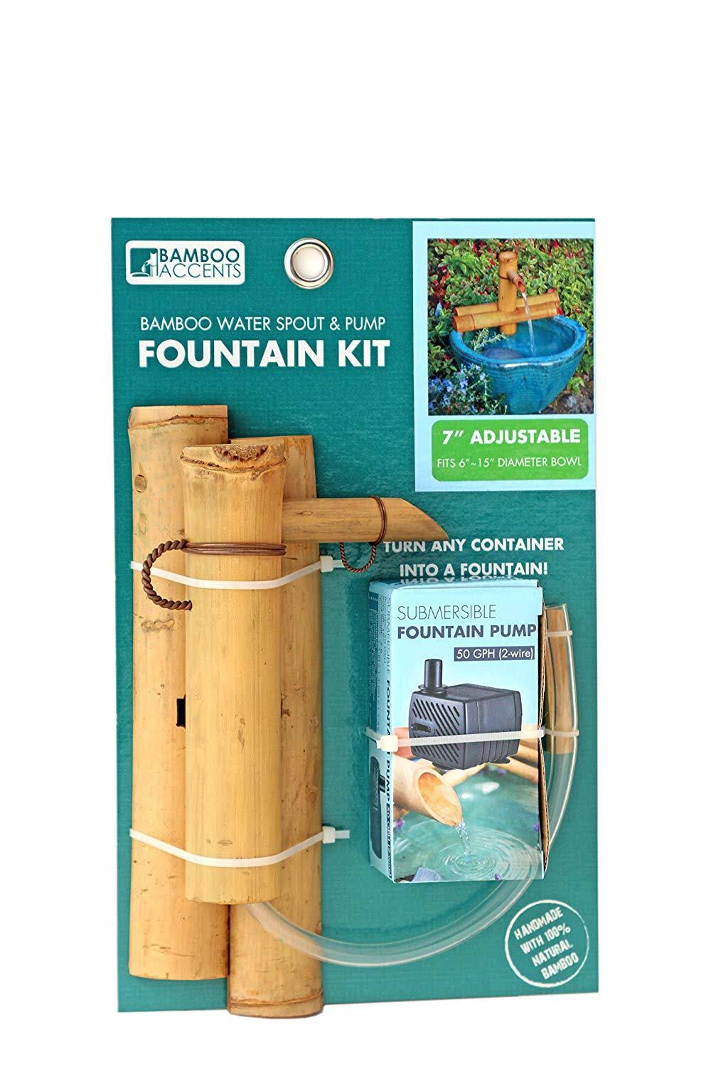 Bamboo Accents 7-In. Adjustable Spout and Pump Fountain Kit