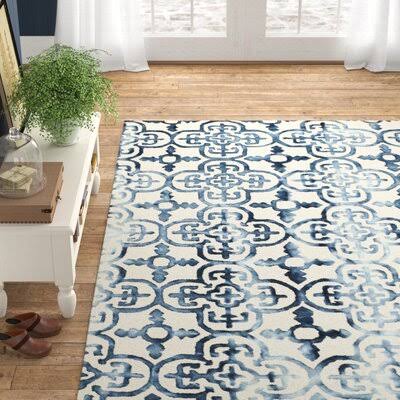 Naples Park Hand-Tufted Wool Ivory/Navy Area Rug Rug Size: Rectangle 2& x 3&