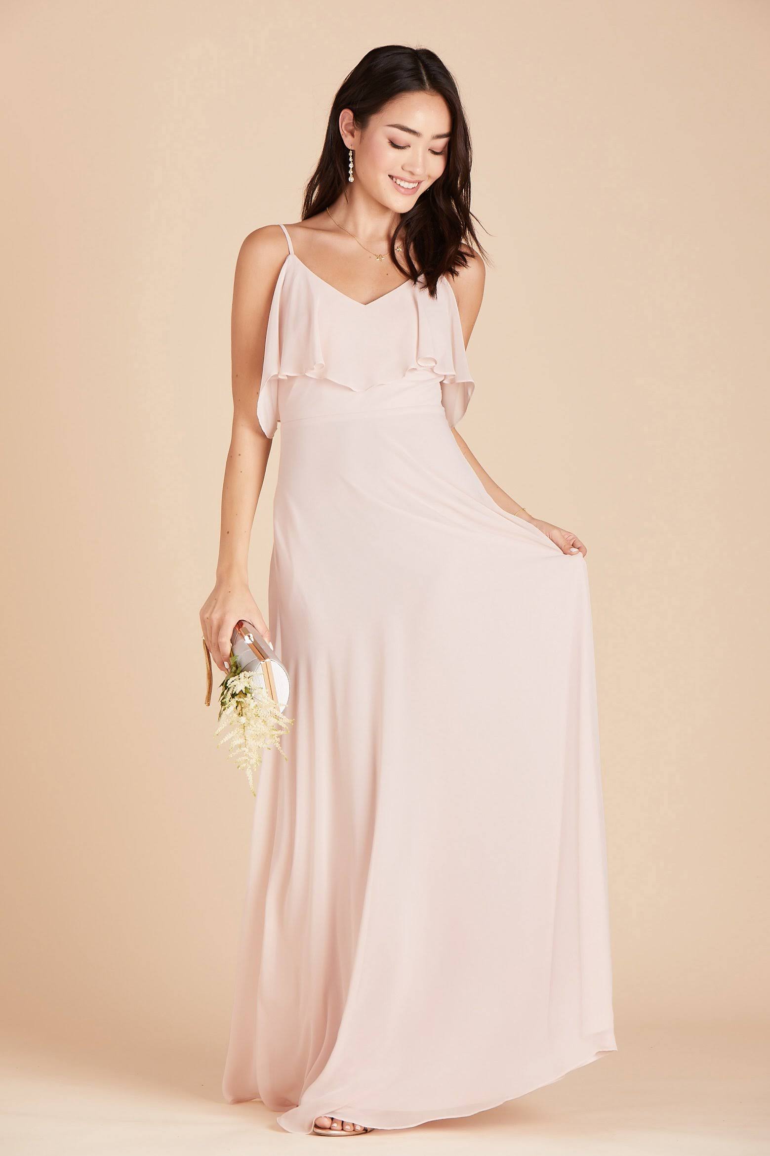 Birdy Grey Jane Convertible Chiffon Bridesmaid Dress in Pale Blush XXL / Pale Blush / No Slit