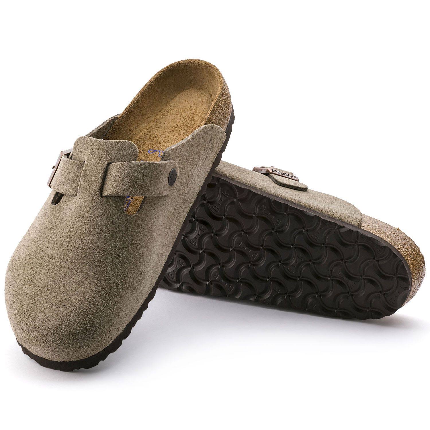 Birkenstock Unisex Suede Soft Footbed Boston Clogs, Taupe Suede, M 10-10.5/W 12-12.5