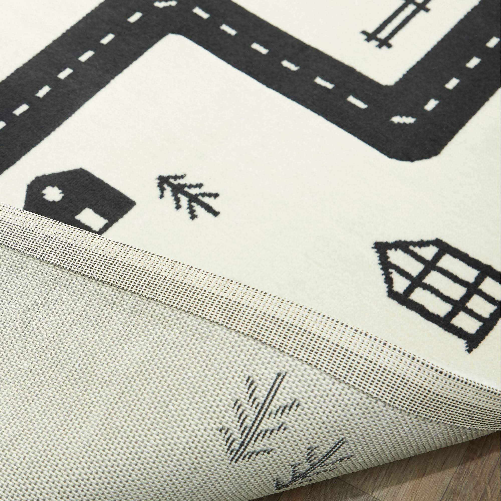BALTA Urban Adventure Road Ivory/Black 5 ft. x 7 ft. Area Rug