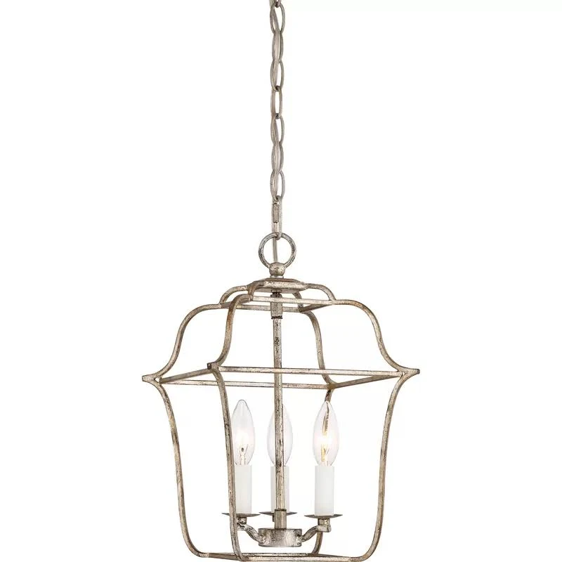 Chloe 3 - Light Lantern Geometric Pendant - Century Silver Leaf