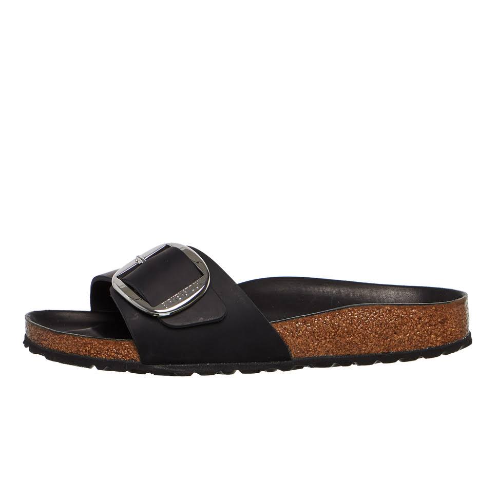 Birkenstock Madrid Big Buckle Slippers Black Leather EU 42 / norrow