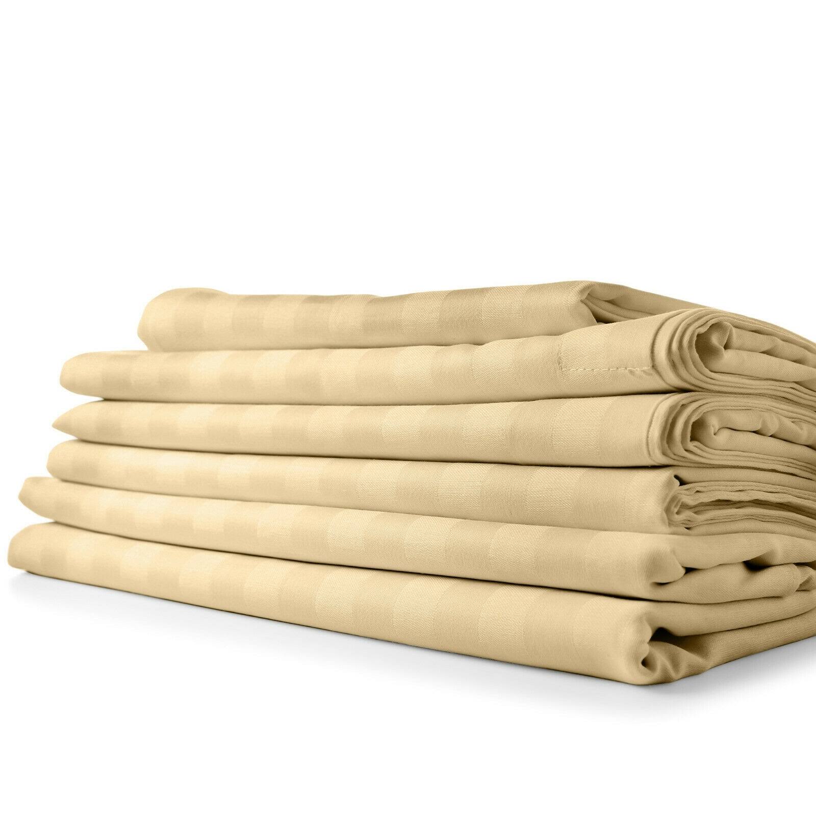 Cypress Linen Luxury Stay Cool 1800 TC Bamboo Feel Deep Pocket Sheet Set - Striped Cream - King/California King