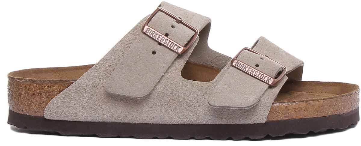 Birkenstock Arizona Suede Soft Footbed Sandals - Taupe