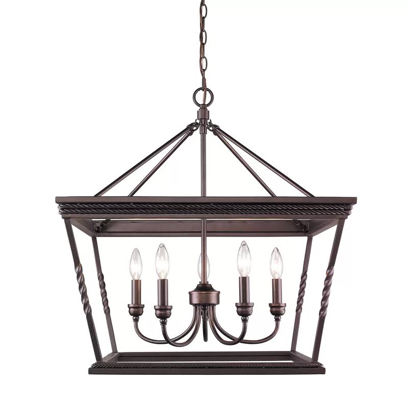 Northfield 5 - Light Lantern Rectangle/Square Chandelier