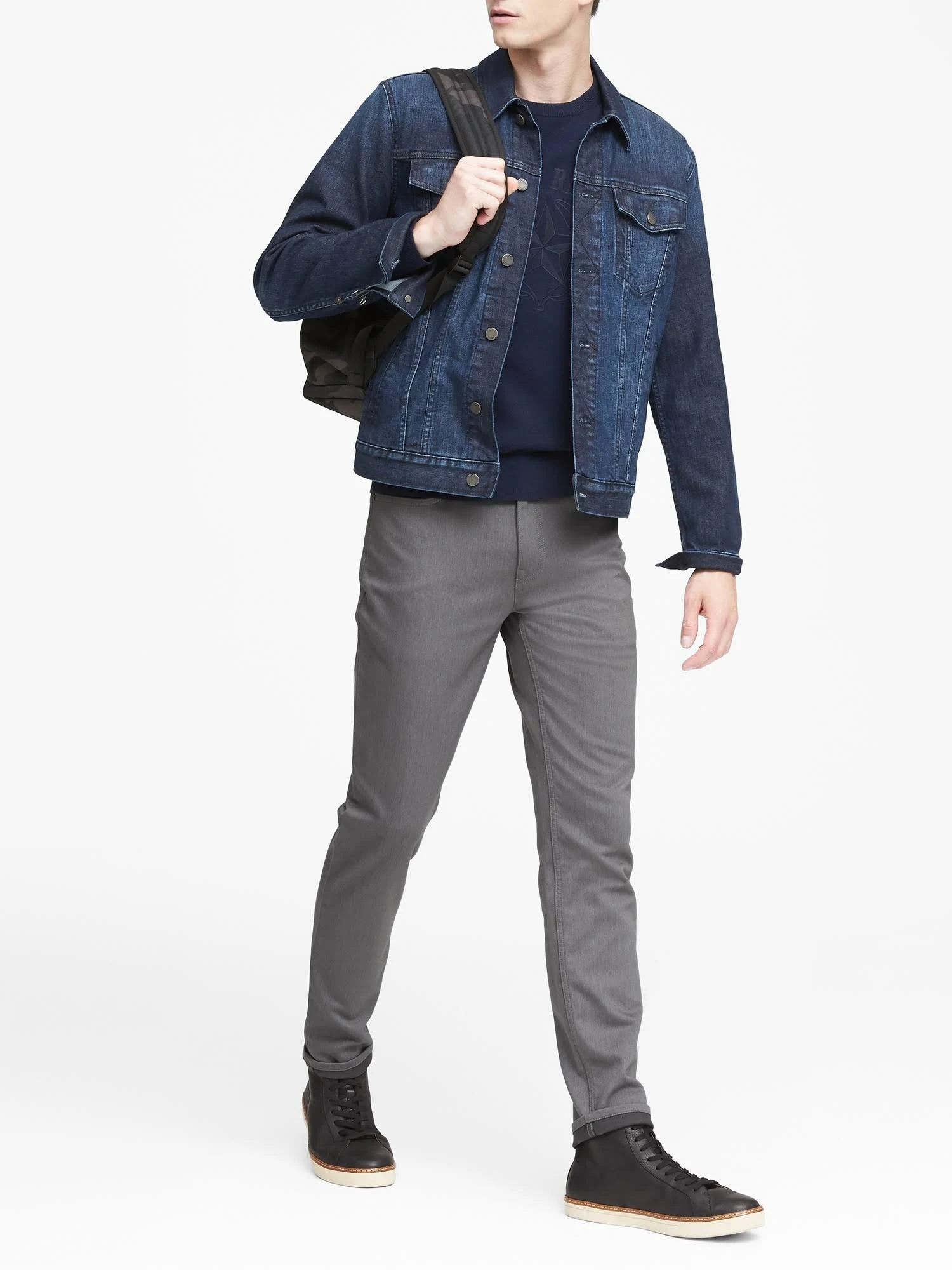 Banana Republic Men's Athletic Tapered Heathered Traveler Pant Smoke Gray Size 32W 34L
