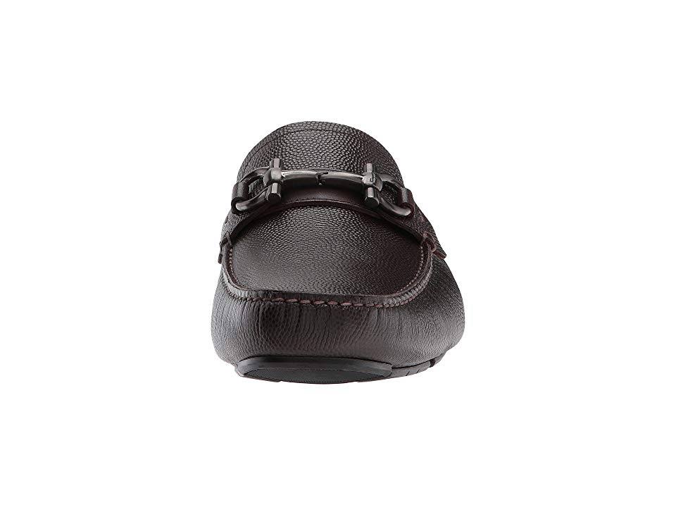Salvatore Ferragamo Men's Parigi Double Gancini Bit Pebbled Leather Loafers - 13 / Chocolate Brown